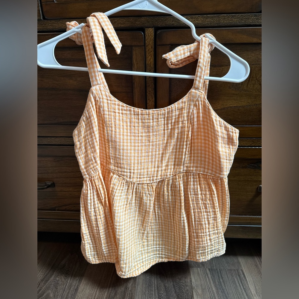 Old Navy Orange Checkered Women's Blouse Size XSmall